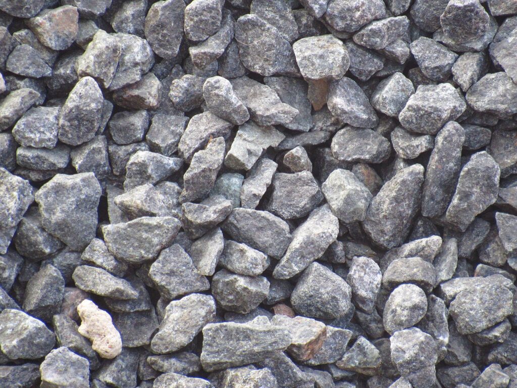 Close-up of washed crushed stone gravel