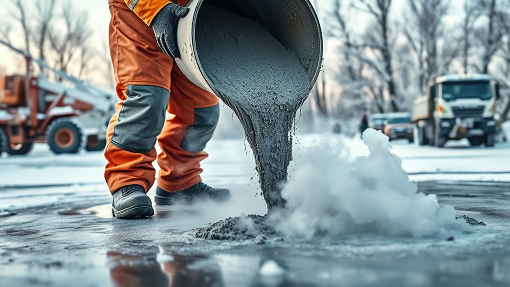 pouring concrete in cold